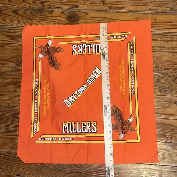 Very RARE Vintage 1989 Miller’s Daytona Beach Handkerchief Scarf 21x21 Harley
